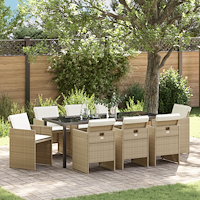 vidaXL Trädgårdsmöbelset 9 pcs Beige konstrotting