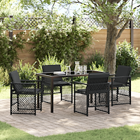 vidaXL Trädgårdsmöbelset 5 pcs Svart konstrotting