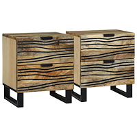 vidaXL Sängskåp 2 st 40x33.5x46 cm Solid Trä Mango och Konstruerat Trä
