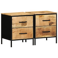 vidaXL Sängbord 2 st 40x35x50 cm Massivt Trä Grovt Mango