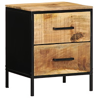 vidaXL Sängbord 2 st 40x35x50 cm Massivt Trä Grovt Mango