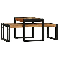vidaXL 2-delars Kaffe Bord Set Massivt Akaciaträ
