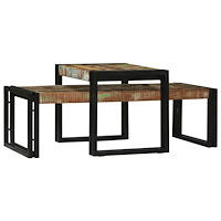 vidaXL 2 Delar Kaffe Bord Set Massivt Trä Återvunnet