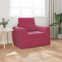 vidaXL golvsängsoffa 2-i-1 vinröd 98x71x83 cm sammet