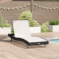 vidaXL Solstol Svart Poly Rattan och Textilene