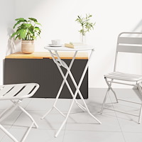 vidaXL fällbart trädgårdsbord Vitt Ø50x72 cm Stål