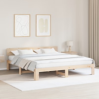 vidaXL Sängram med huvudgavel 180x200 cm Solid tallträ