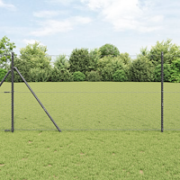 vidaXL Staket med stolpar Grå 1.4 x 25 m PVC-belagd stål