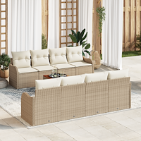 vidaXL 9-delat trädgårdsoff set med kuddar beige poly rattan acacia