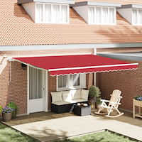 vidaXL Utfällbar markis Röd 450 × 350 cm Tyg och Metall