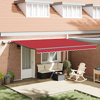 vidaXL Utfällbar markis med LED -remsljus Röd 450 × 350 cm tyg