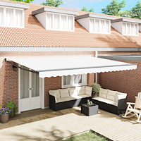 vidaXL Utfällbar markis Vit 500 × 300 cm Tyg och Metall