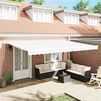 vidaXL Utfällbar markis Vit 500 × 300 cm Polyester och metall