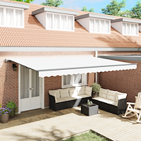 vidaXL Utfällbar markis Vit 500 × 350 cm tyg