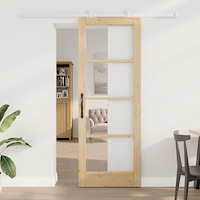 vidaXL Skjutdörr med hårdvaru-set 'ORKDAL'Massiv trä & Glas