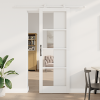 vidaXL Skjutdörr med Handtagset 'ORKDAL'Vit Massivt Trä & Glas