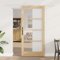 vidaXL Skjutdörr med beslagsats 'ORKDAL'Massivt trä & glas