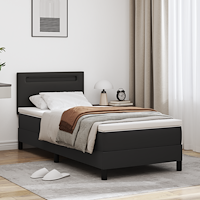 vidaXL Box Spring Säng med Madrass Svart 100x200 cm Konstläder