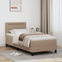 vidaXL Boxfjäder Säng med Mattresses Cappuccino 100x200 cm Konstläder