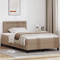 vidaXL Box Våningssäng med Madrass Cappuccino 120x200 cm Konstläder