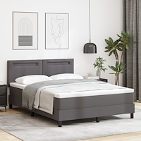 vidaXL Boxspring-säng med madrass Grå 140x190 cm Faux Läder