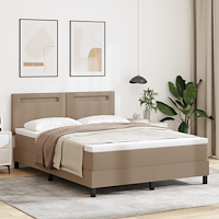 vidaXL Boxfjädersäng med madrass Cappuccino 140x190 cm Konstläder
