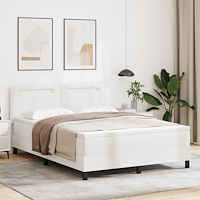 vidaXL Box spring säng med madrass Vit 140x200 cm Faux läder