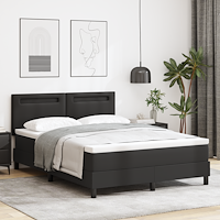 vidaXL Boxstöd säng med madrass svart 160x200 cm konstläder