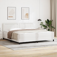 vidaXL Boxspring säng med madrass Vit 200x200 cm Konstläder
