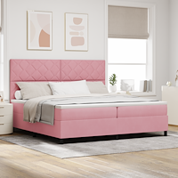 vidaXL Bäddfjäder med huvudgavel Rosa 200 x 200 cm Sammet