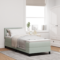 vidaXL Bäddfjäder med huvudgavel Ljusgrå 80 x 200 cm Sammet