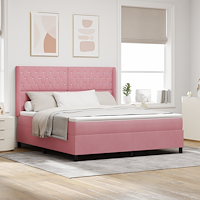 vidaXL Bäddfjäder med madrass med led Rosa 180 x 200 cm Sammet