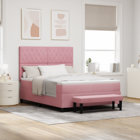 vidaXL Bäddfjäder med huvudgavel Rosa 200 x 140 cm Sammet