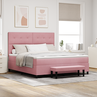 vidaXL Bäddfjäder med huvudgavel Rosa 200 x 180 cm Sammet