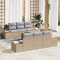 vidaXL 7-delat trädgårdsoffaset med kuddar Beige Polyroting Akacia