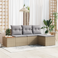 vidaXL 4-delad trädgårdsoffset med kuddar Beige Poly Rattan Acacia