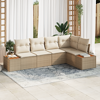 vidaXL 5-delars trädgårdsoffset med kuddar beige poly rattan akacia