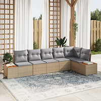 vidaXL 6-delat trädgårdsoffset med kuddar beige poly rattan akacia