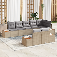 vidaXL 8-delat trädgårdsoffaset med kuddar beige poly Rattan acacia