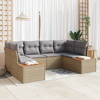 vidaXL 6-delars trädgårdsoffeset med kuddar beige poly rotting akacia