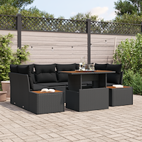 vidaXL 6-dela trädgårdsoffset med kuddar svart poly rattan