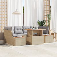 vidaXL 6-delars trädgårdsoffset med kuddar Beige Poly Rottning