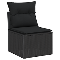 vidaXL 8-delat trädgårdssoffset med kuddar svart poly rattan
