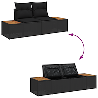 vidaXL 8-delat trädgårdssoffset med kuddar svart poly rattan