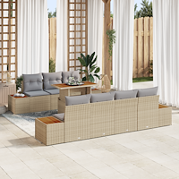 vidaXL 8-delars Trädgårdsoffset med Kuddar i Beige och Poly Rattan