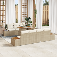 vidaXL 8-delade Trädgårdsoffaset med Kuddar Beige Poly Rotting