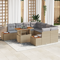 vidaXL 9-delars Trädgårdsoffset med Kuddar i Beige Poly Rattan