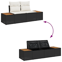 vidaXL 6-delat Trädgårdsofa set med kuddar Svart Konstrotting