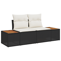 vidaXL 6-delat Trädgårdsofa set med kuddar Svart Konstrotting