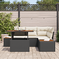 vidaXL 5 Delars Trädgårdsoffor Set Med Kuddar Svart Poly Rattan